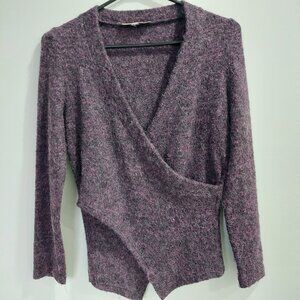 Mantani Italy Purple Fuzzy Wrap Sweater Size 42/US S Made In Italy